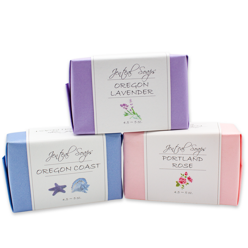 Load image into Gallery viewer, Jenteal, Oregon Soap 3 Bar Gift Bag (Coast, Rose, Lavender)

