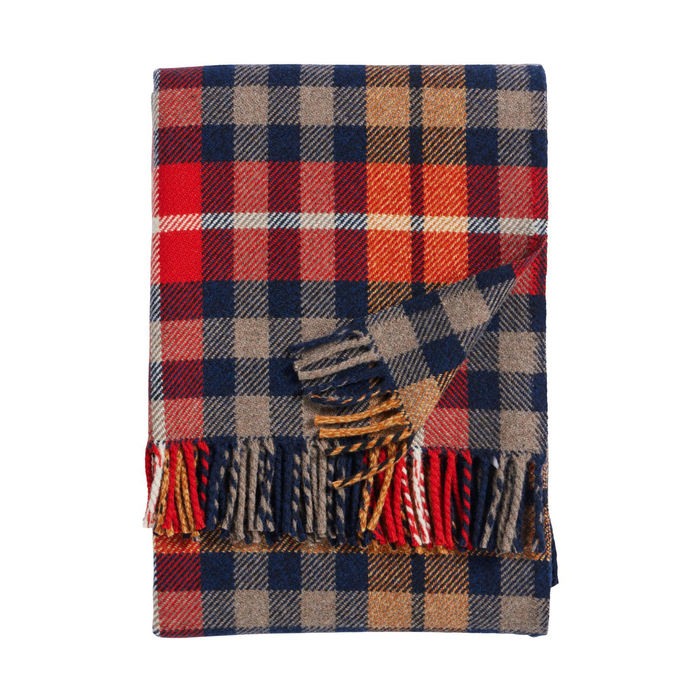 Pendleton Hickory Navy/Rust Jacquard Wool Blanket, Throw