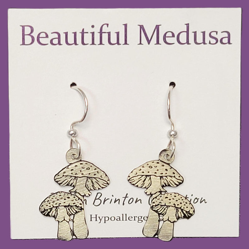 Load image into Gallery viewer, Silver Mushroom Duo Earrings
