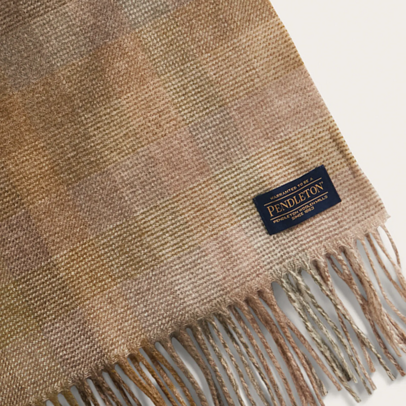 Load image into Gallery viewer, Pendleton Whisperwool Muffler Tan Mix/Olive Ombre Scarf
