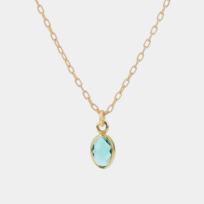 Tiny Oval Seafoam Crystal Gold Necklace