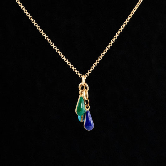 Blue and Green Teardrops Frankie Necklace