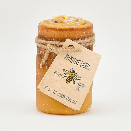 Primitive Lights Cinnamon Roll Fragrance Beeswax Candle, 6oz.