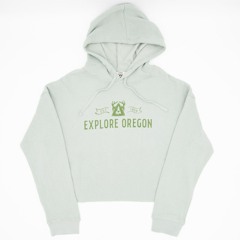 Load image into Gallery viewer, Be Oregon Explore Oregon Crop Hooded Sweatshirt
