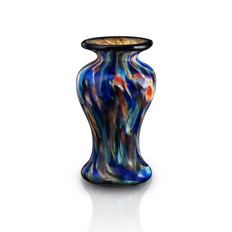 Load image into Gallery viewer, The Glass Forge Blue Sunrise Hourglass Vase, Small
