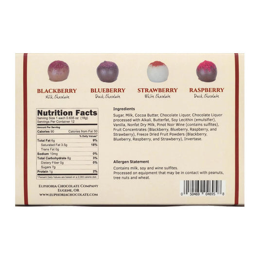 Euphoria Chocolate Oregon Berry Wine Truffle, 12pc