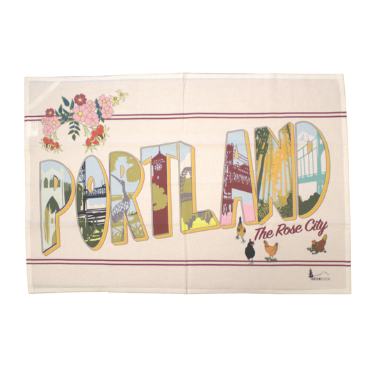 Portland The Rose City Tea Towel