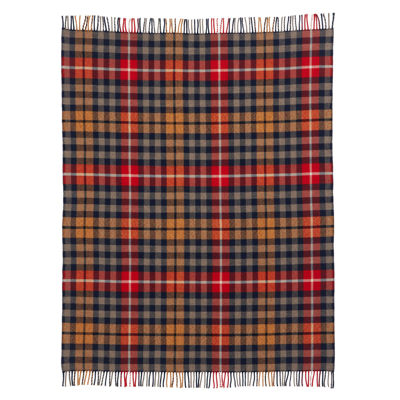 Load image into Gallery viewer, Pendleton Hickory Navy/Rust Jacquard Wool Blanket, Throw
