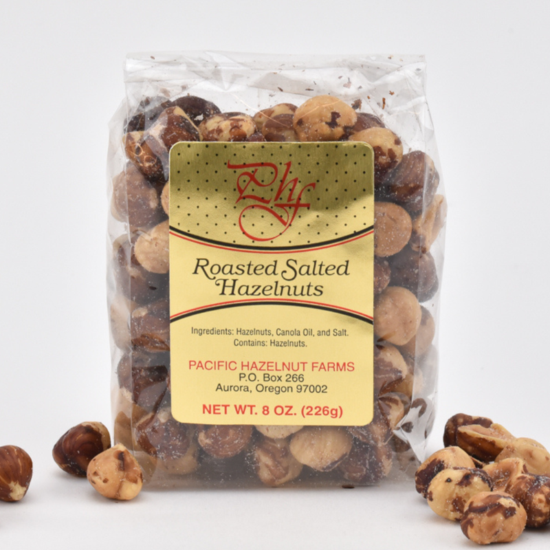 Load image into Gallery viewer, Pacific Hazelnut Farms Roasted Salted Hazelnuts 8oz Bag
