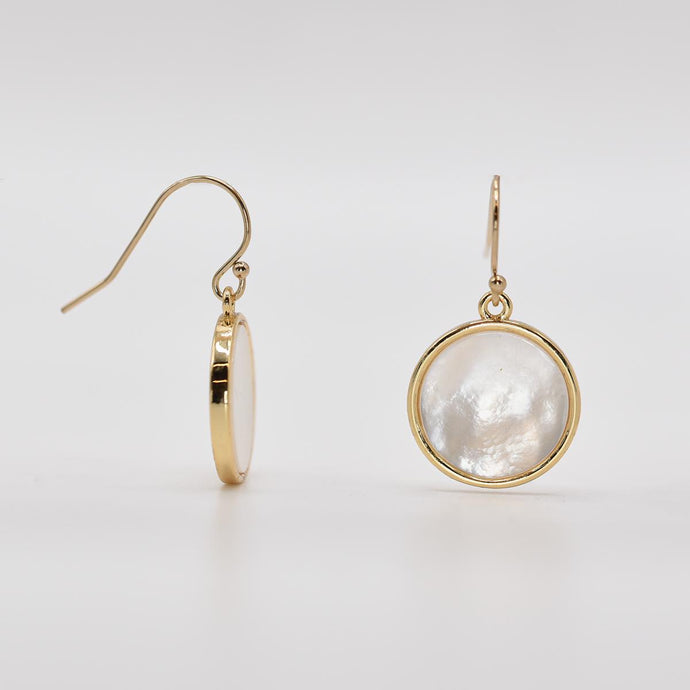 Pearl Disk Dangle Earrings