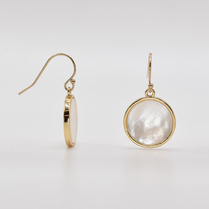 Load image into Gallery viewer, Pearl Disk Dangle Earrings
