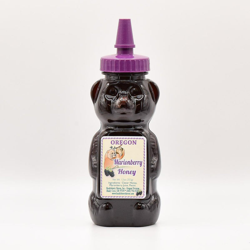 Load image into Gallery viewer, Huckleberry Haven Marionberry Honey Bear, 12oz.
