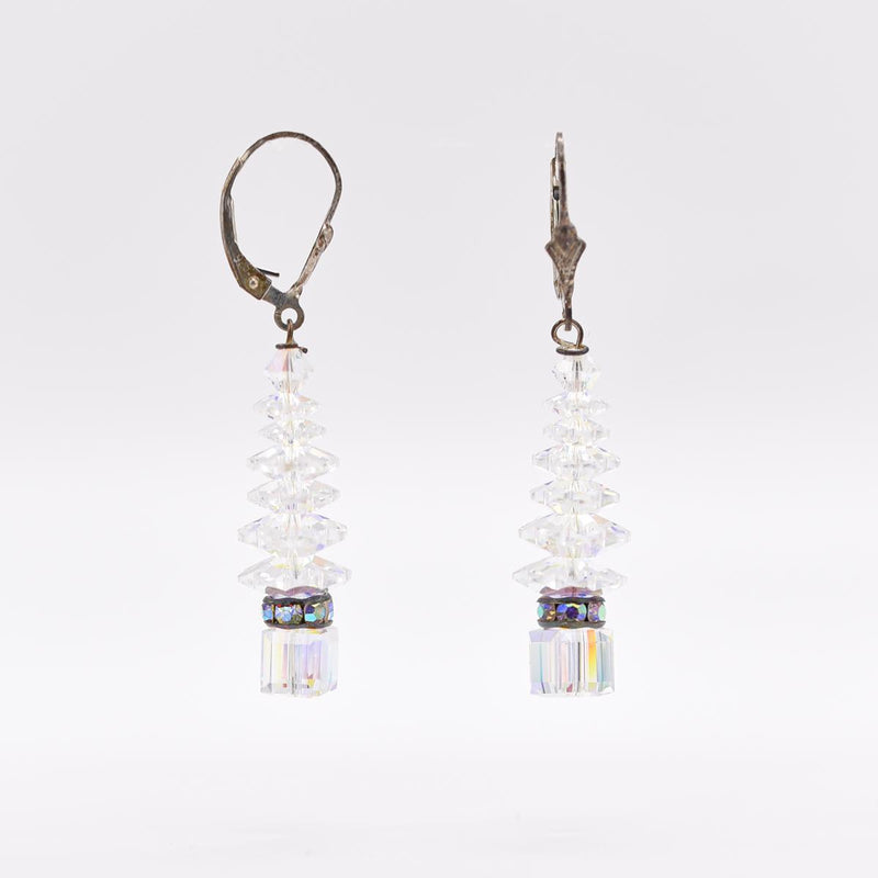Load image into Gallery viewer, Swarovski® Crystal Clear Christmas Tree Earrings
