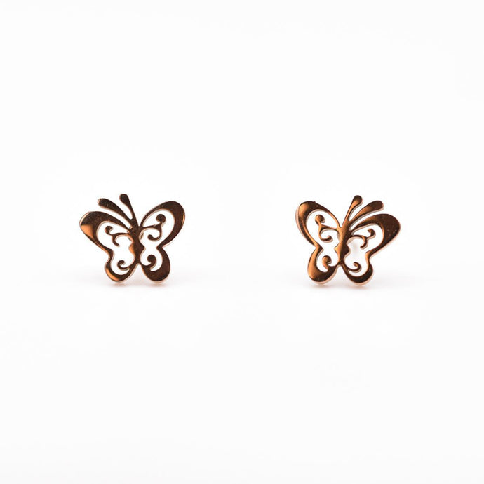 Rose Gold Butterfly Stud Earrings