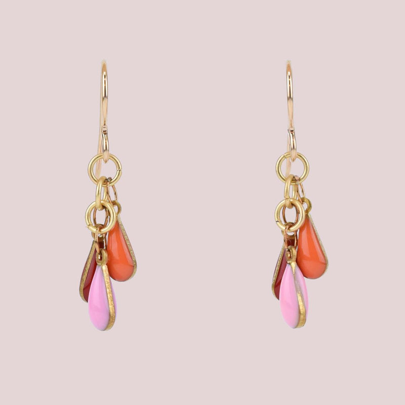 Load image into Gallery viewer, Red and Pink Teardrops Frankie Earrings
