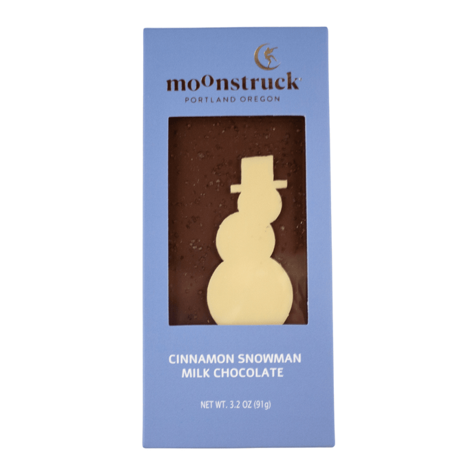 Moonstruck Cinnamon Milk Chocolate Snowman Bar Chocolate