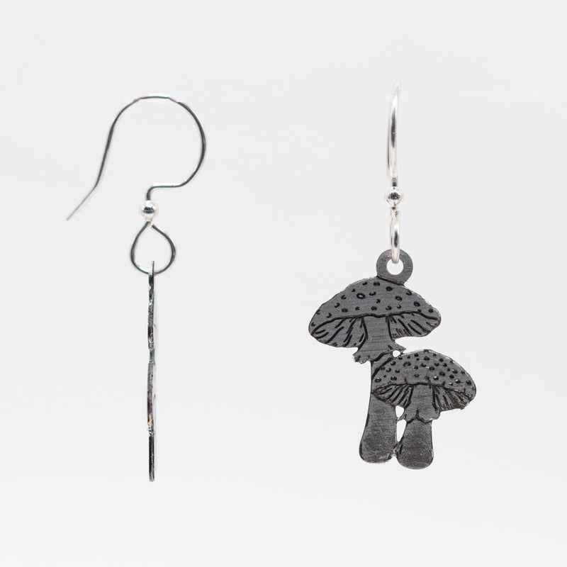 Load image into Gallery viewer, Silver Mushroom Duo Earrings
