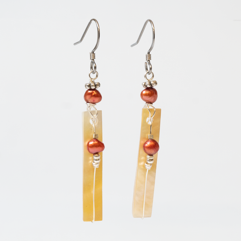 Load image into Gallery viewer, Abalone Stick Wire Wrap Earrings
