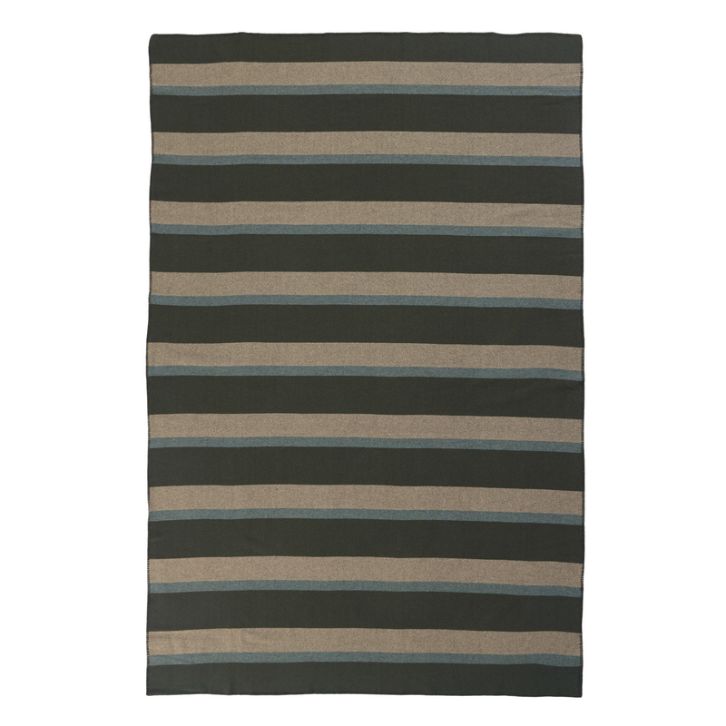 Load image into Gallery viewer, Pendleton Eco-Wise Olive Stripe Wool Blanket, Queen
