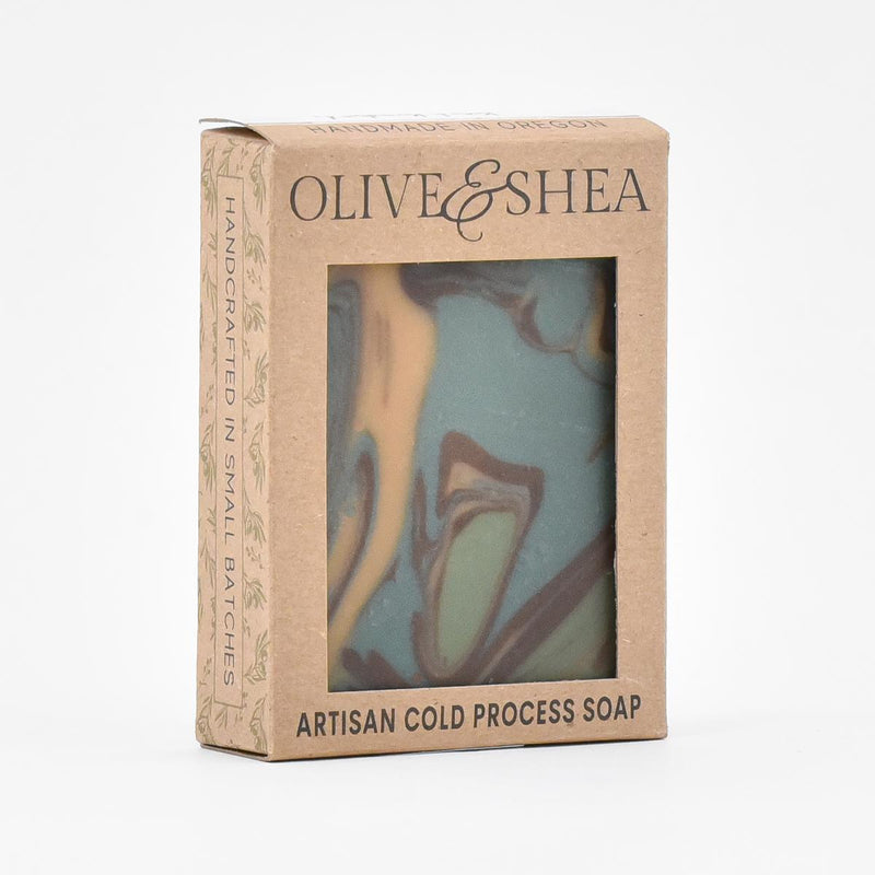 Load image into Gallery viewer, Olive &amp; Shea Northwest Forest Soap in box
