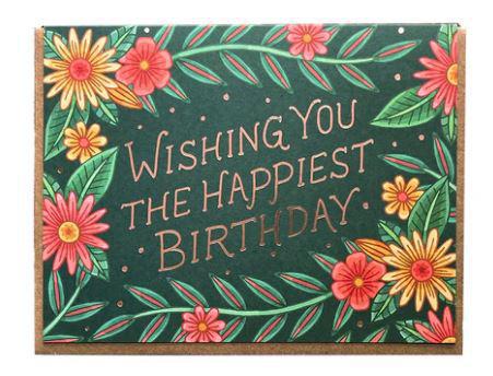 Card Happiest Birthday Flowers