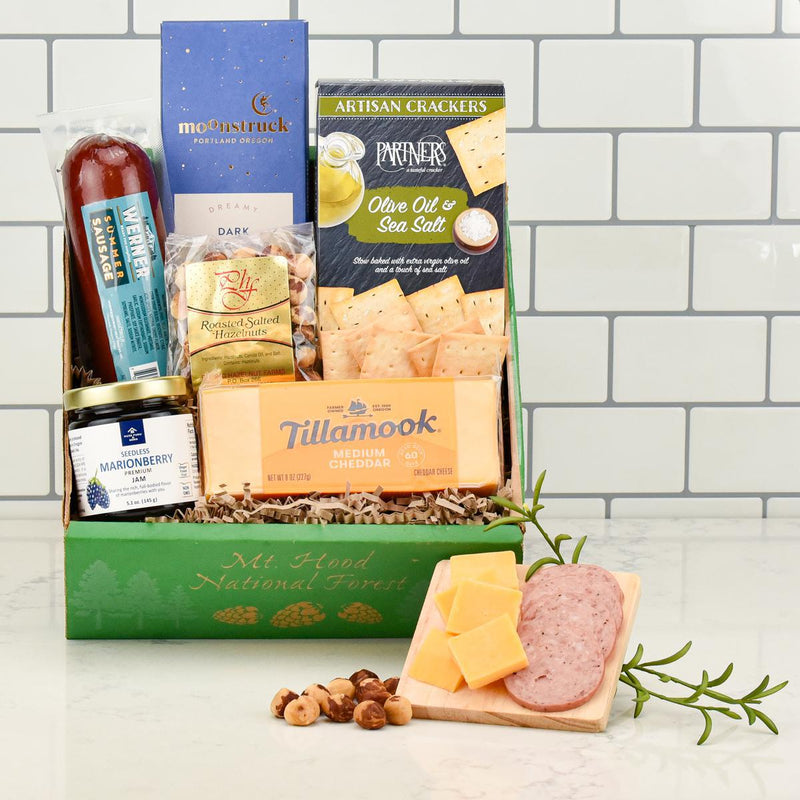 Load image into Gallery viewer, Bite of Oregon Gift Basket in signature eco-friendly gift box.
