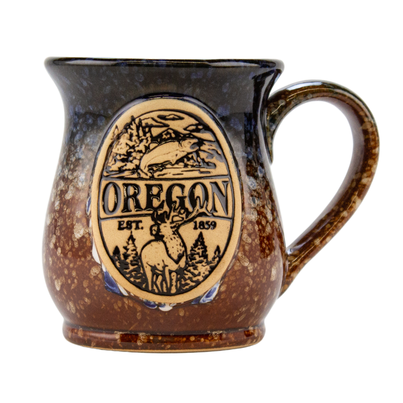 Load image into Gallery viewer, Oregon Great Outdoors Belly Mug, Blue/Brown
