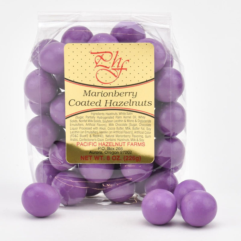 Load image into Gallery viewer, Pacific Hazelnut Farms Marionberry Chocolate Covered Hazelnuts, 8oz.
