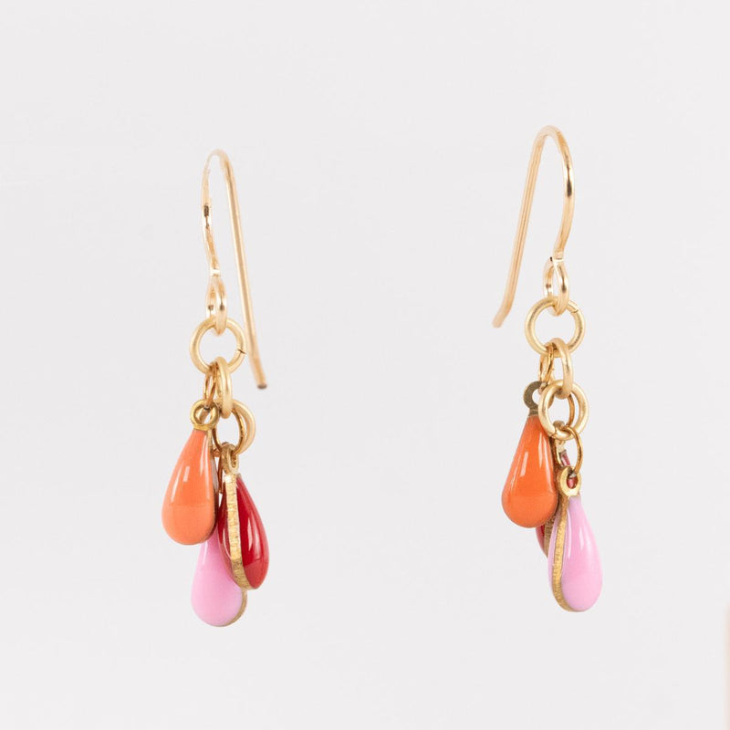 Load image into Gallery viewer, Red and Pink Teardrops Frankie Earrings
