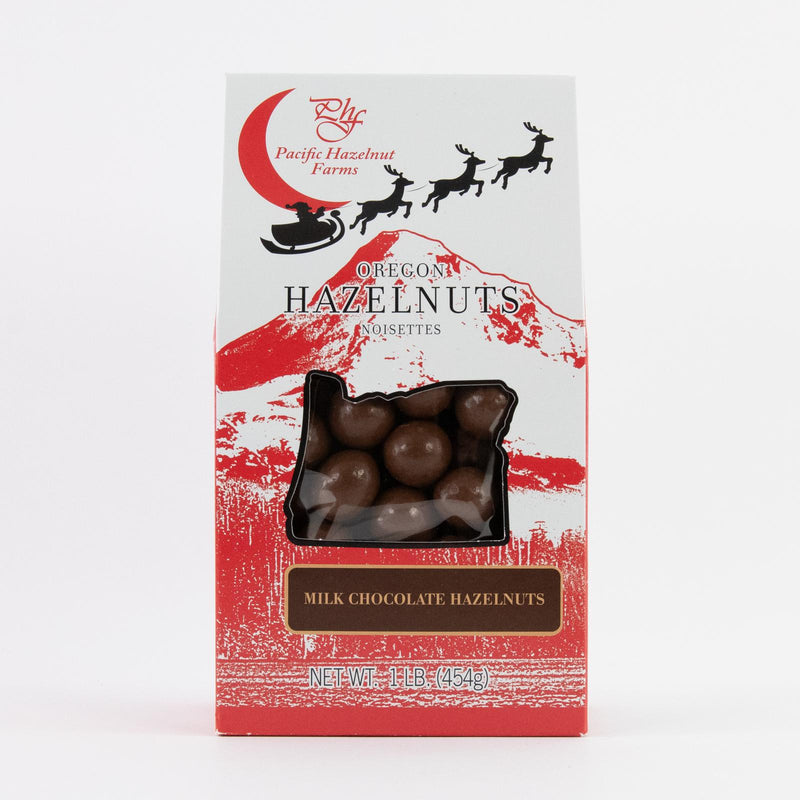 Load image into Gallery viewer, Pacific Hazelnut Farms Milk Chocolate Hazelnuts in Holiday Box, 16oz.
