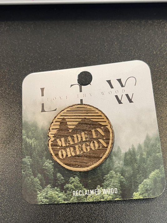 Pin Made in Oregon log round small