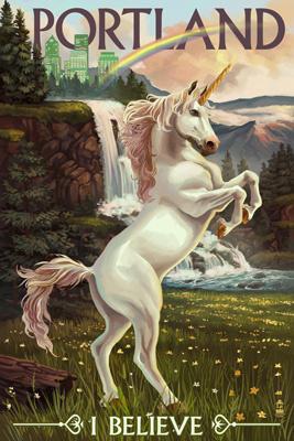 Bookmark Portland Unicorn and Rainbow Wood