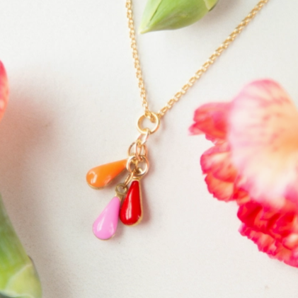 Load image into Gallery viewer, Red and Pink Teardrops Frankie Necklace
