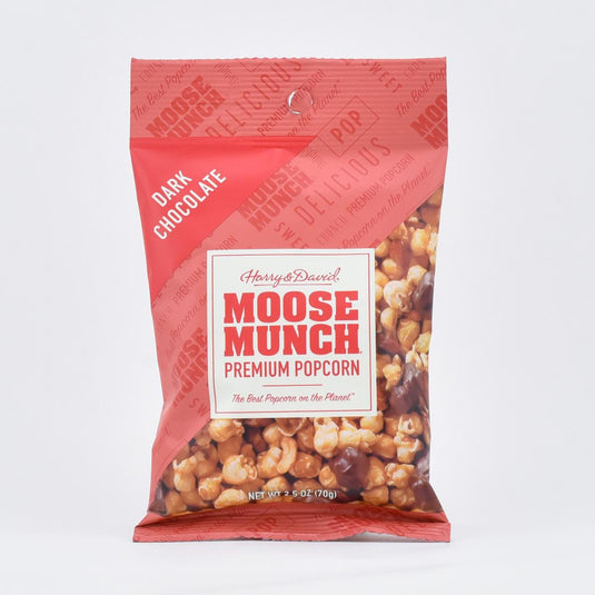 Moose Munch® Dark Chocolate Popcorn, 2.5oz front