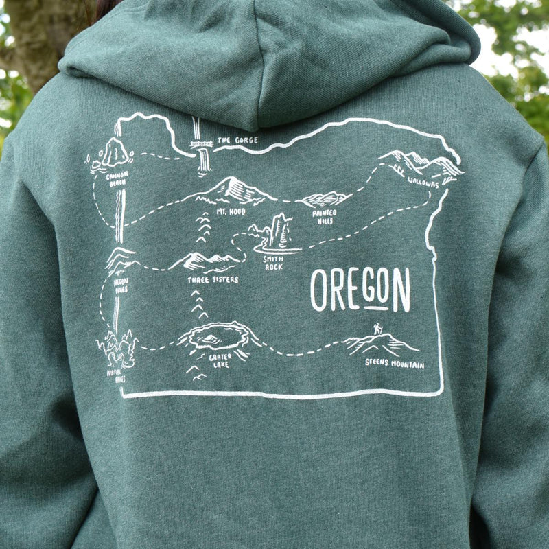 Load image into Gallery viewer, Travel Tee Explore Oregon Map Full-Zip Hoodie Sweatshirt
