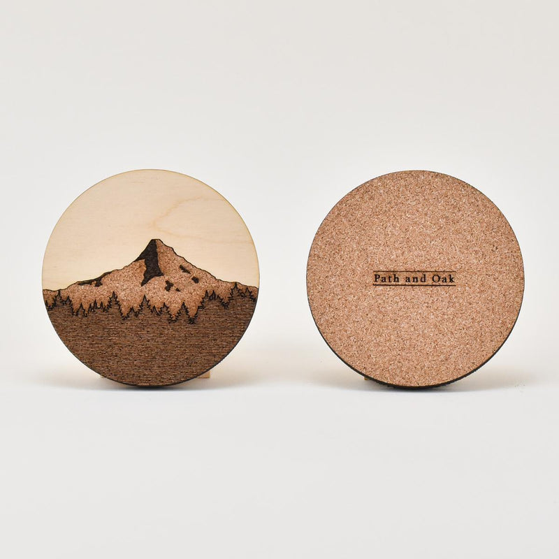 Load image into Gallery viewer, Path and Oak Light Wood Mt Hood Coaster
