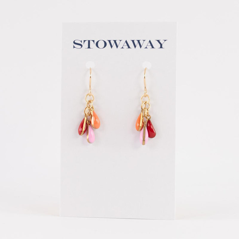 Load image into Gallery viewer, Red and Pink Teardrops Frankie Earrings
