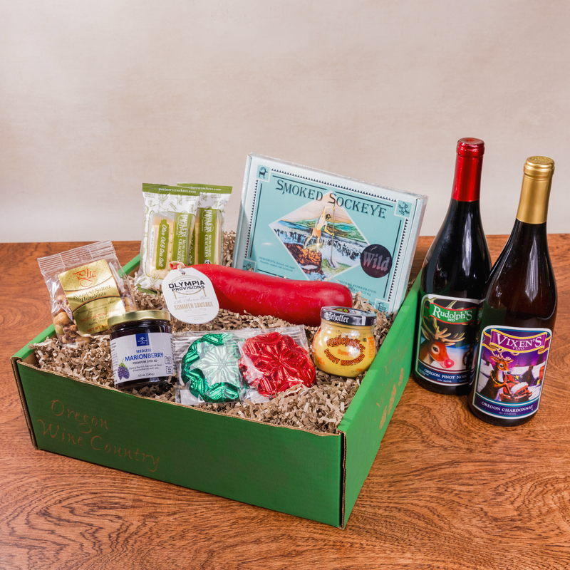 Load image into Gallery viewer, Rudolph &amp; Vixen Holiday Wine Gift Basket
