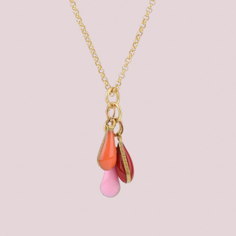 Load image into Gallery viewer, Red and Pink Teardrops Frankie Necklace
