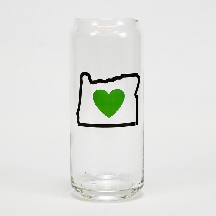 Heart in Oregon Can Pint Glass
