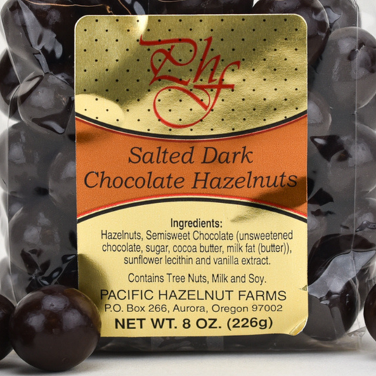 Pacific Hazelnut Farms Salted Dark Chocolate Hazelnuts Ingredients