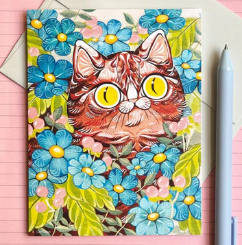 Curious Yellow Eyes Cat Card