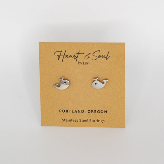 Whale Stainless Steel Stud Earrings