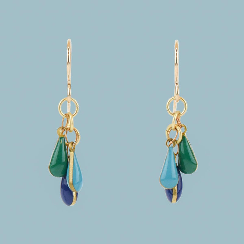 Load image into Gallery viewer, Blue and Green Teardrops Frankie Earrings front
