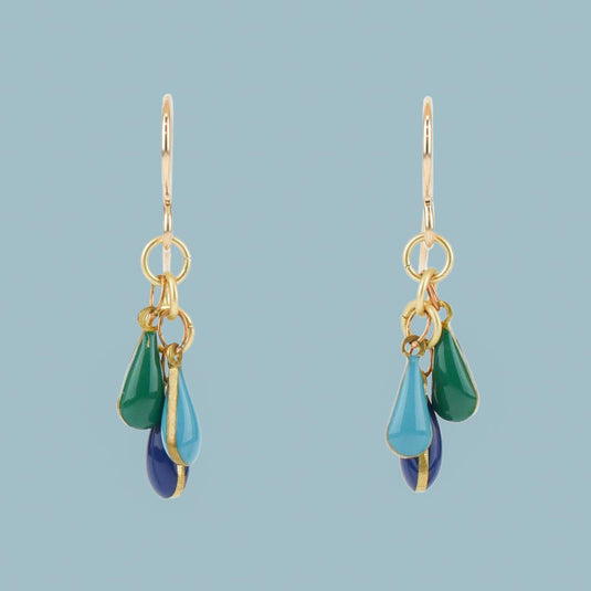 Blue and Green Teardrops Frankie Earrings front