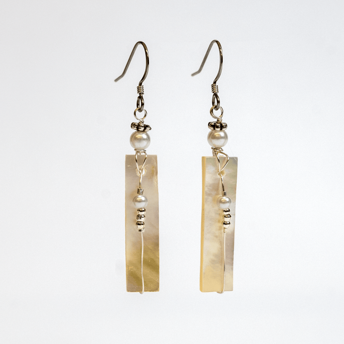 Abalone Stick Wire Wrap Earrings