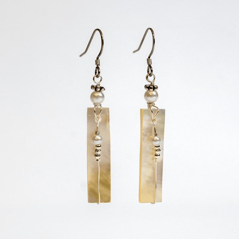 Load image into Gallery viewer, Abalone Stick Wire Wrap Earrings
