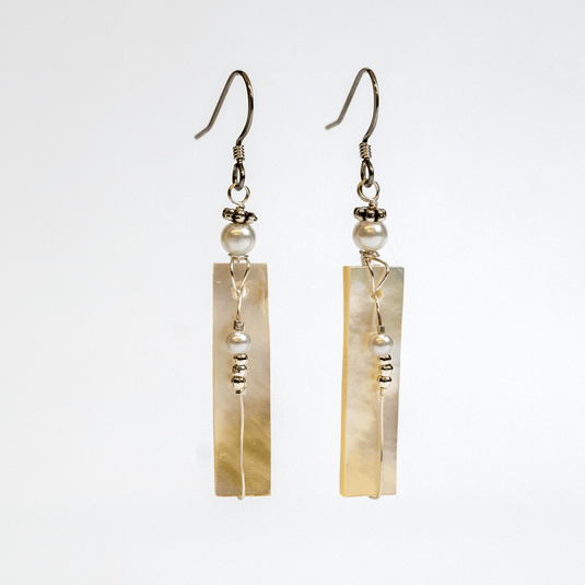 Abalone Stick Wire Wrap Earrings