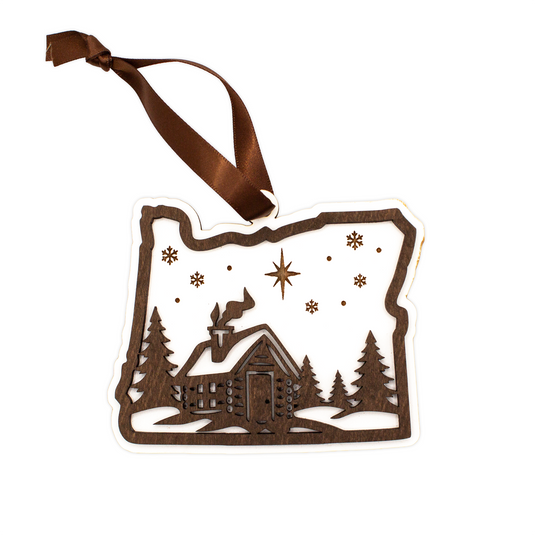 Cabin in Woods Holiday Ornament