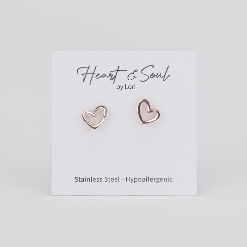 Load image into Gallery viewer, Rose Gold Heart Earrings

